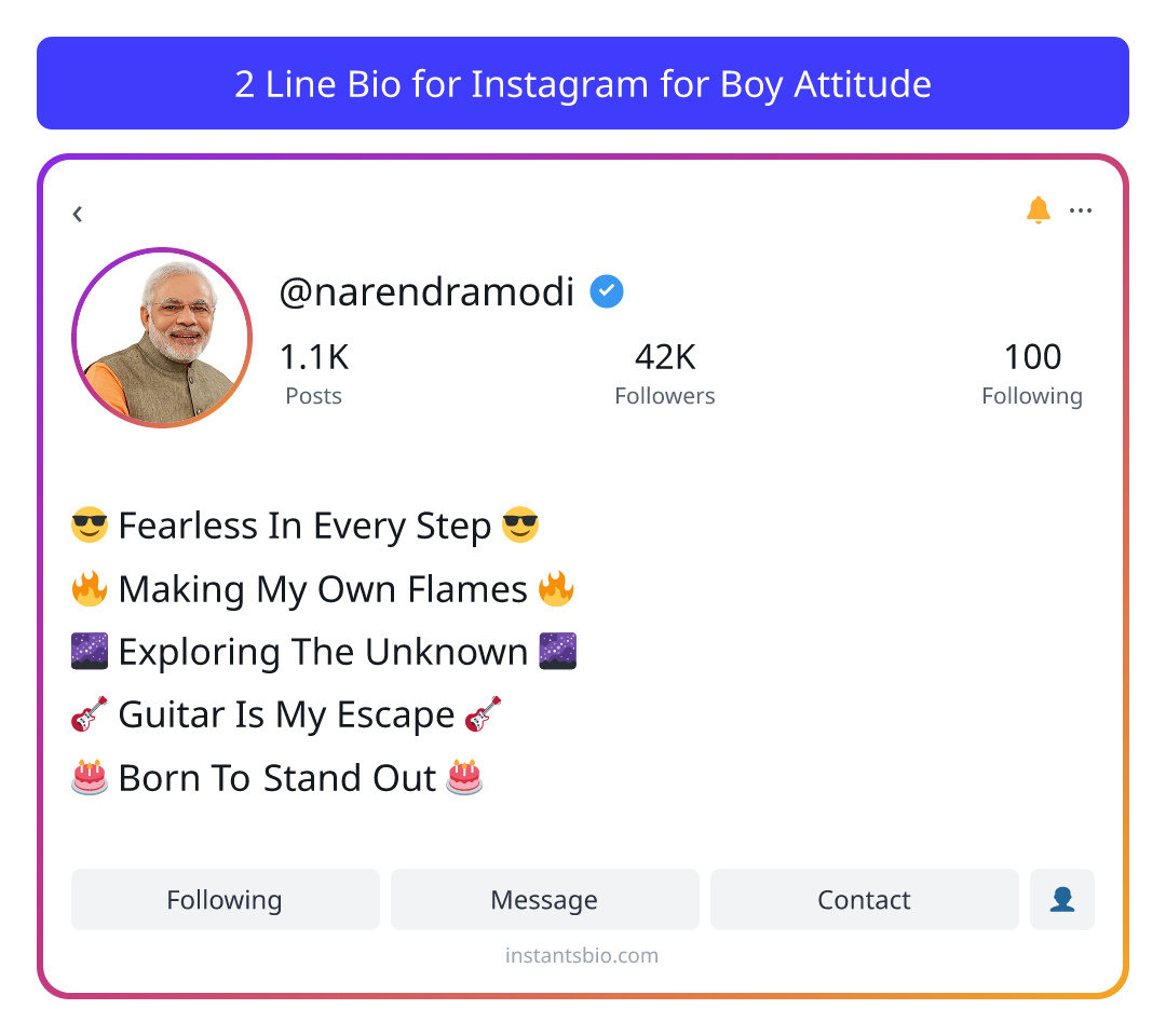 2 Line Bio for Instagram for Boy Attitude