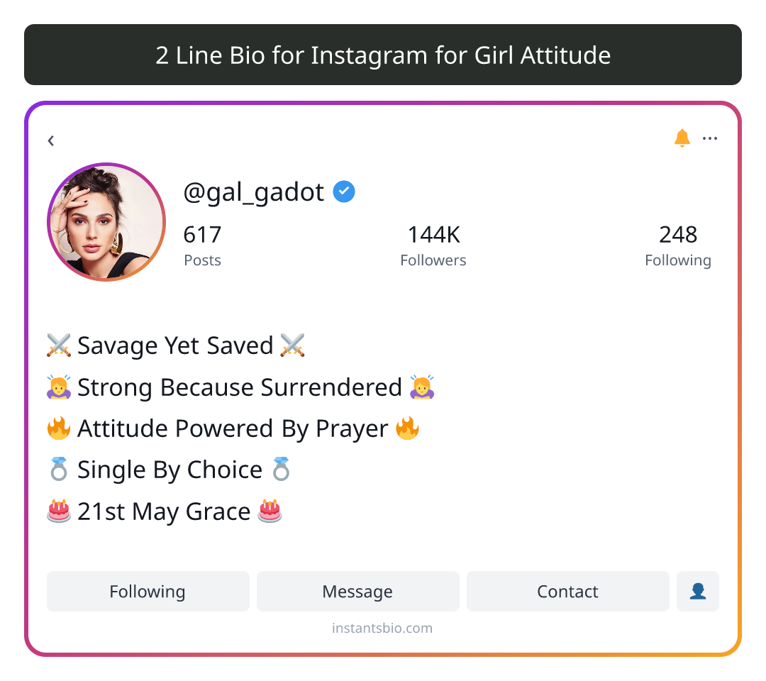 2 Line Bio for Instagram for Girl Attitude