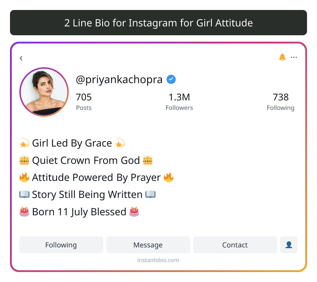 2 Line Bio for Instagram for Girl Attitude