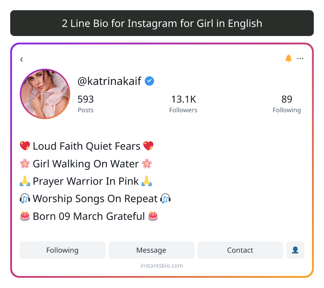 2 Line Bio for Instagram for Girl in English