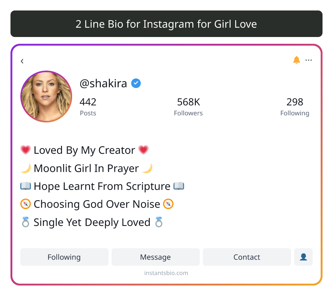 2 Line Bio for Instagram for Girl Love