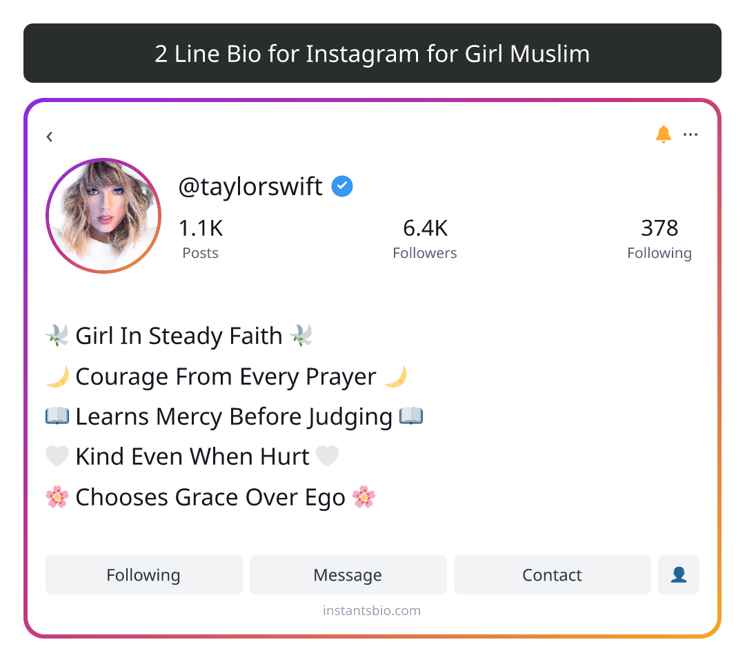2 Line Bio for Instagram for Girl Muslim