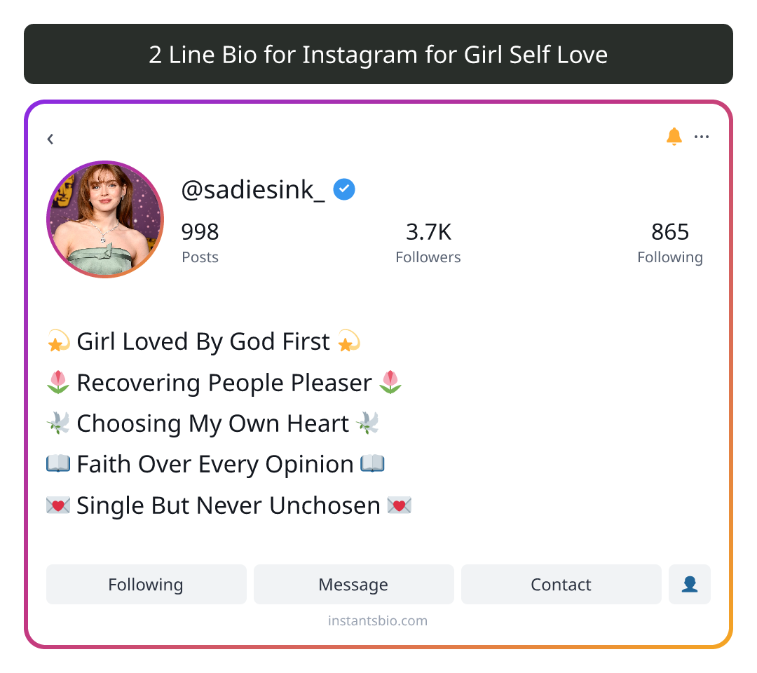 2 Line Bio for Instagram for Girl Self Love