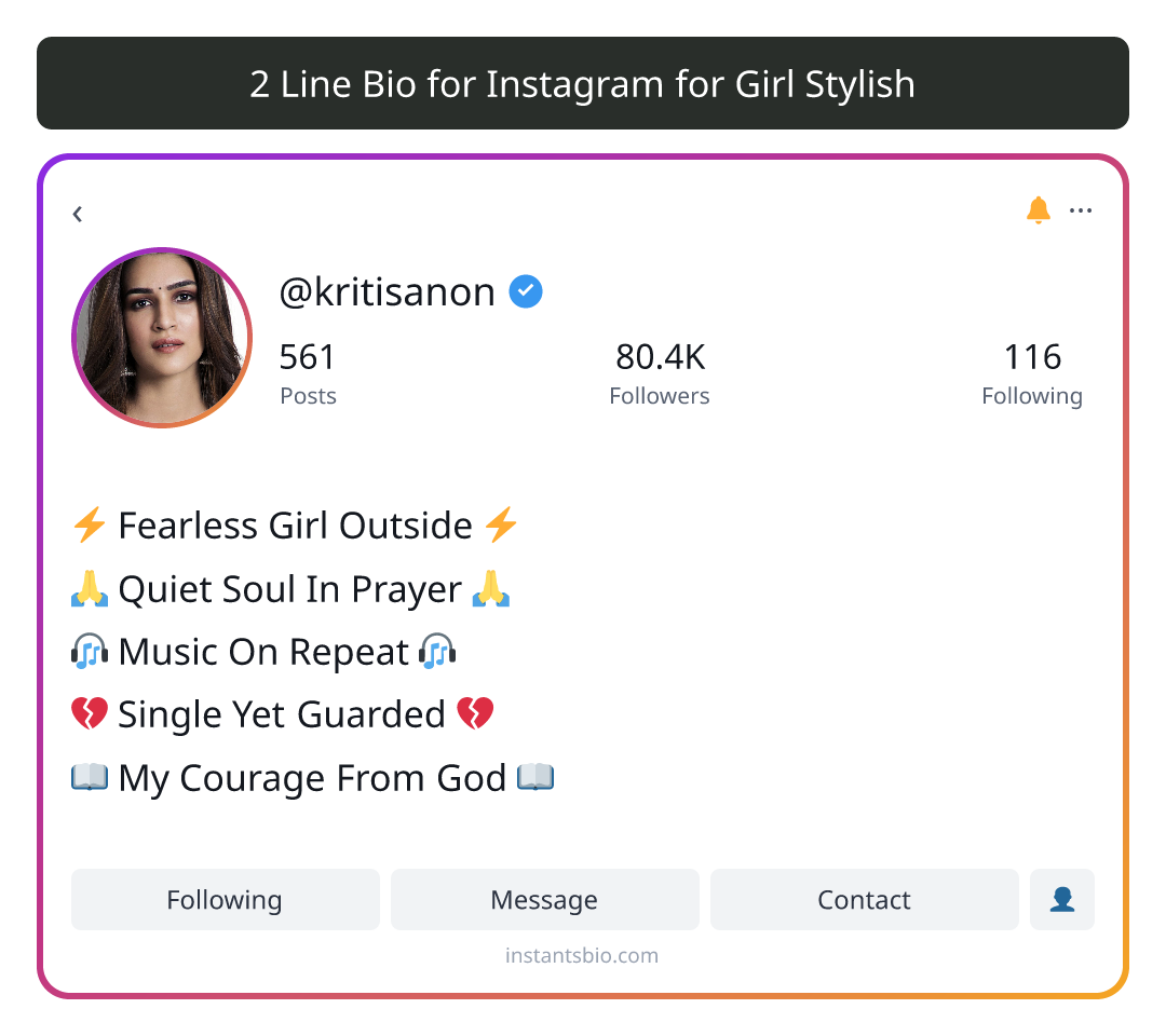 2 Line Bio for Instagram for Girl Stylish