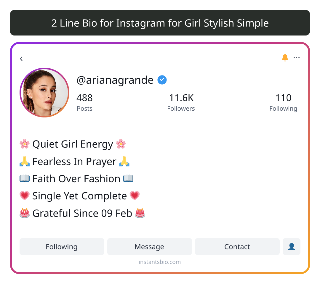 2 Line Bio for Instagram for Girl Stylish Simple