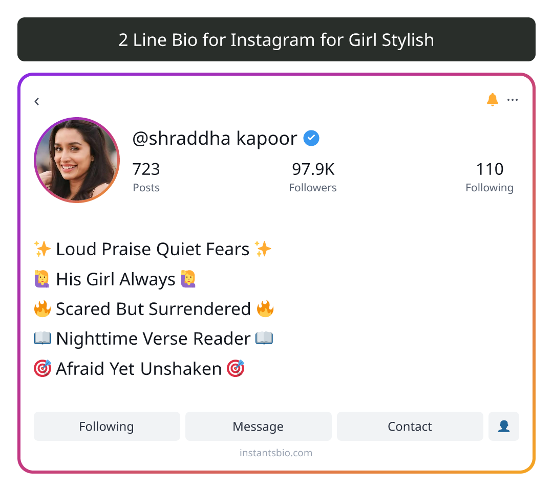 2 Line Bio for Instagram for Girl Stylish