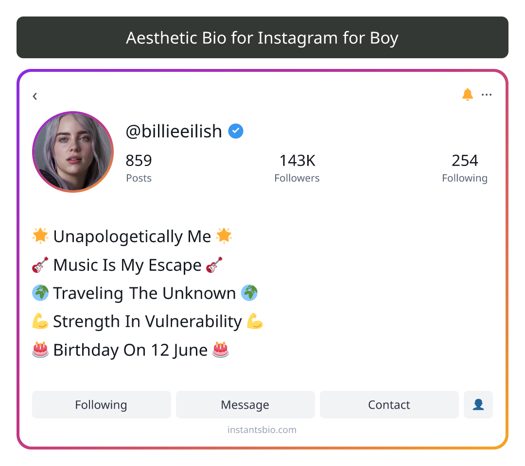 Aesthetic Bio for Instagram for Boy