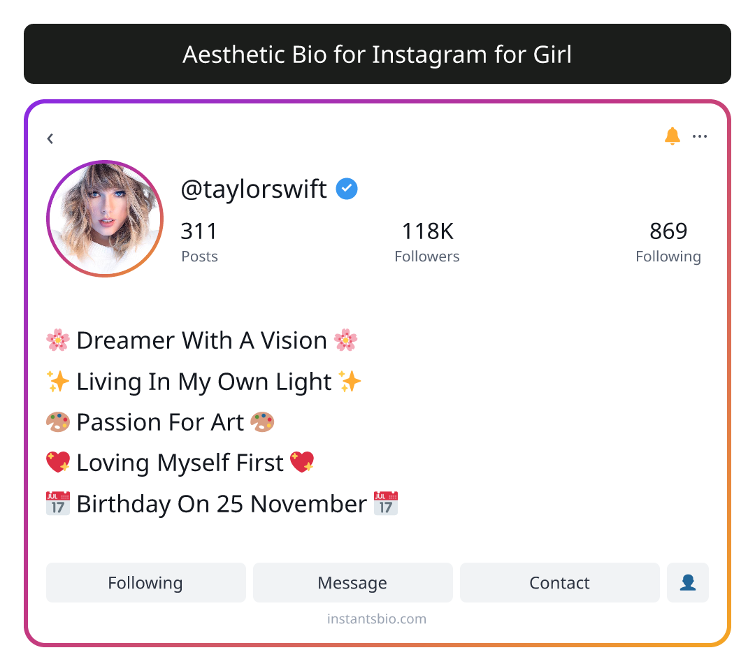 Aesthetic Bio for Instagram for Girl