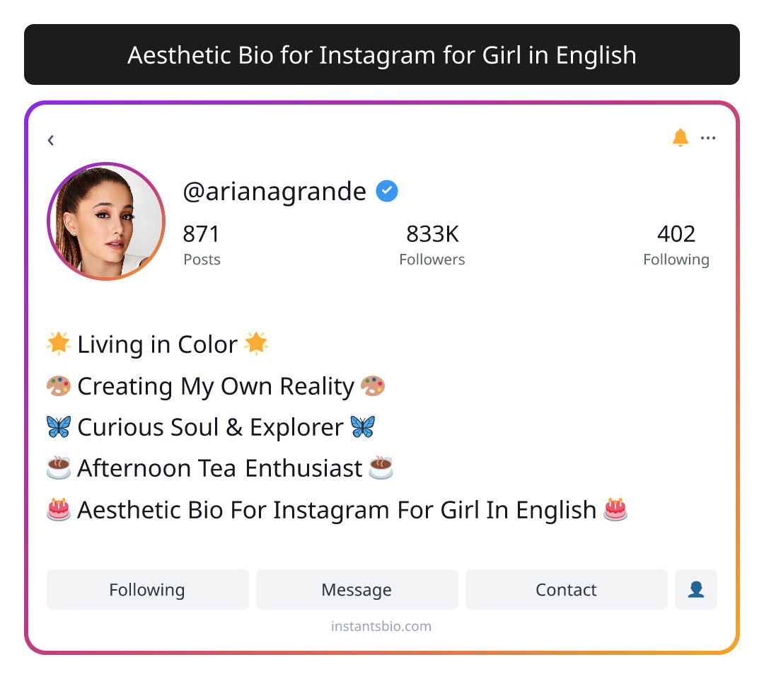 Aesthetic Bio for Instagram for Girl in English
