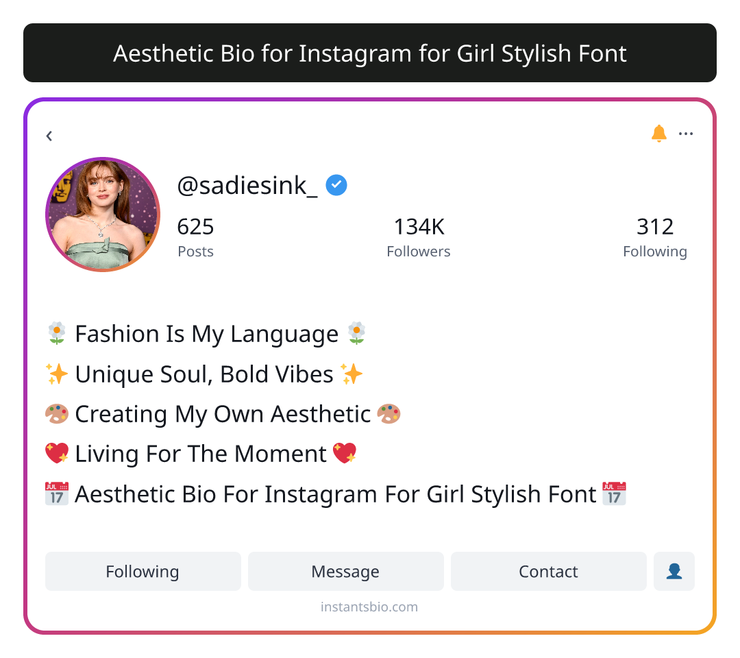 Aesthetic Bio for Instagram for Girl Stylish Font