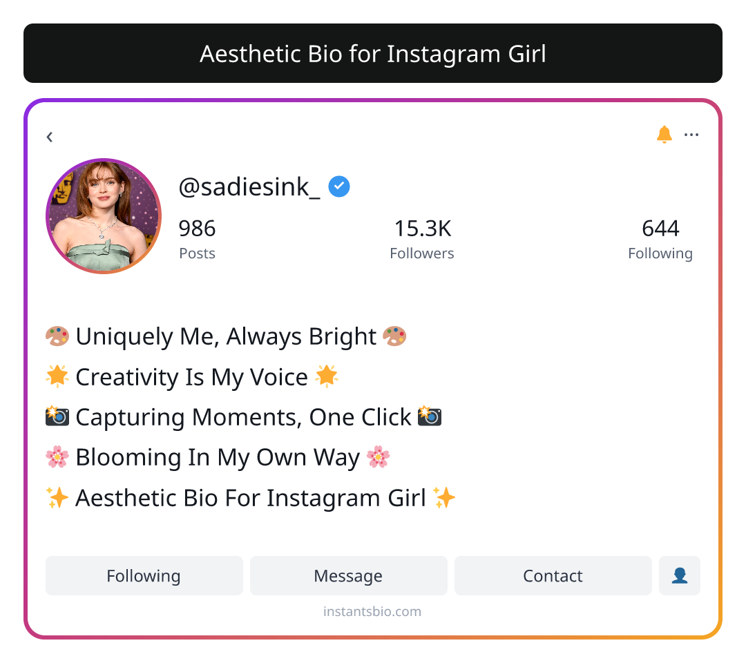 Aesthetic Bio for Instagram Girl