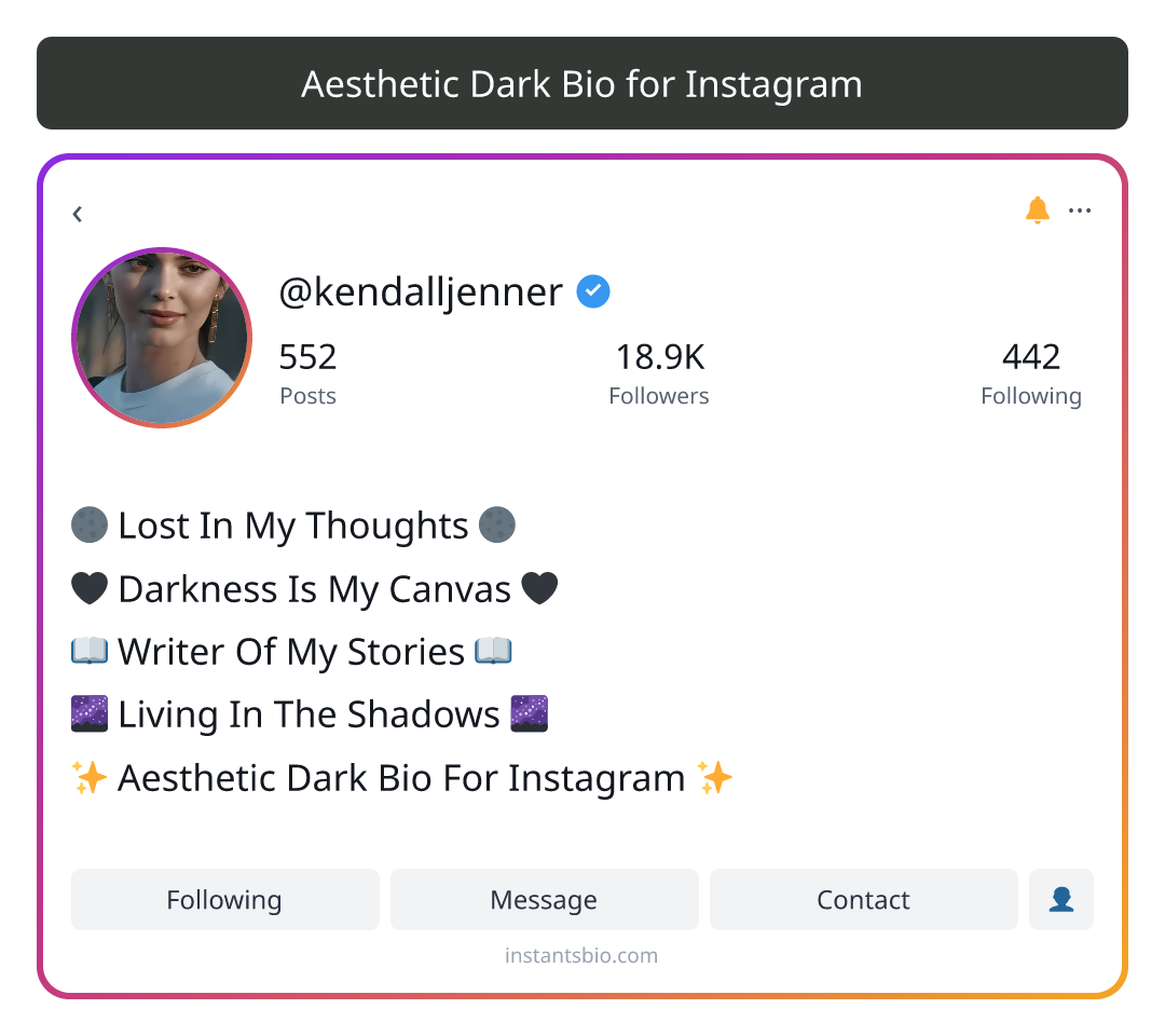 Aesthetic Dark Bio for Instagram - aesthetic bio for instagram