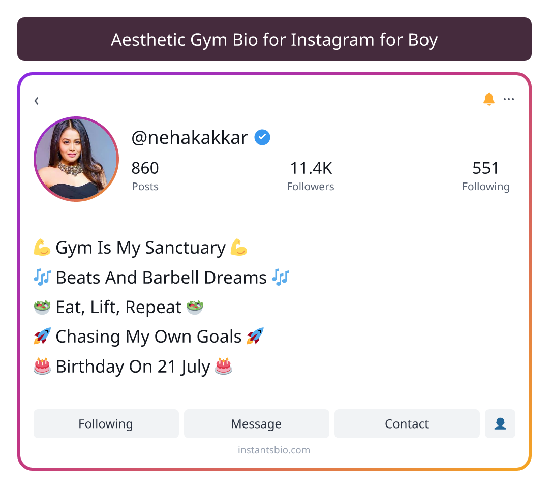 Aesthetic Gym Bio for Instagram for Boy
