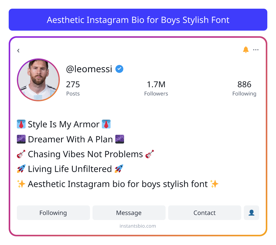 Aesthetic Instagram Bio for Boys Stylish Font