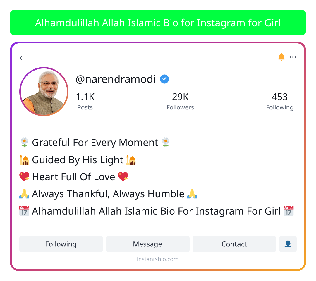 Alhamdulillah Allah Islamic Bio for Instagram for Girl