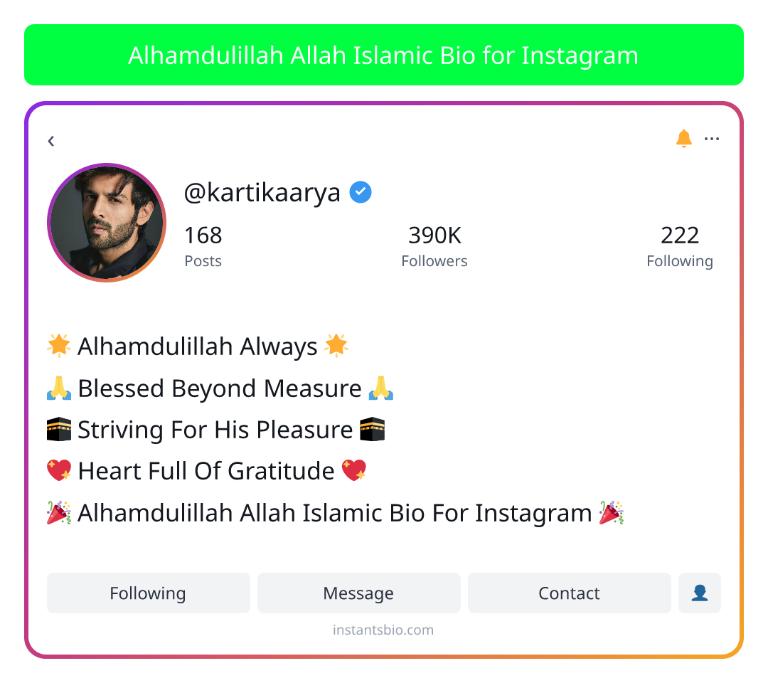 Alhamdulillah Allah Islamic Bio for Instagram
