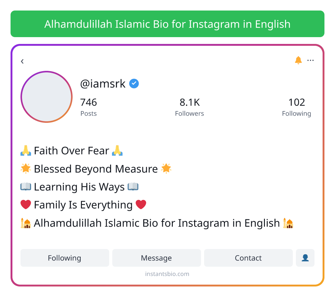 Alhamdulillah Islamic Bio for Instagram in English