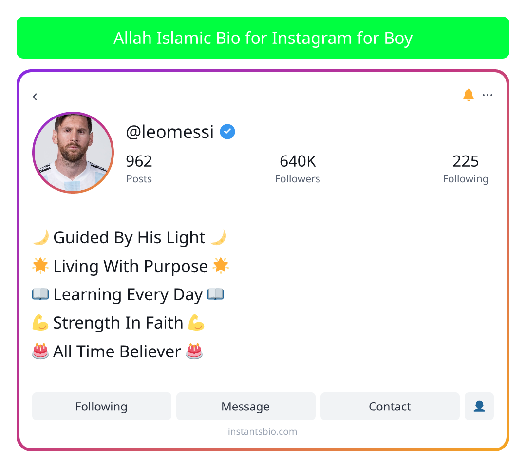 Allah Islamic Bio for Instagram for Boy