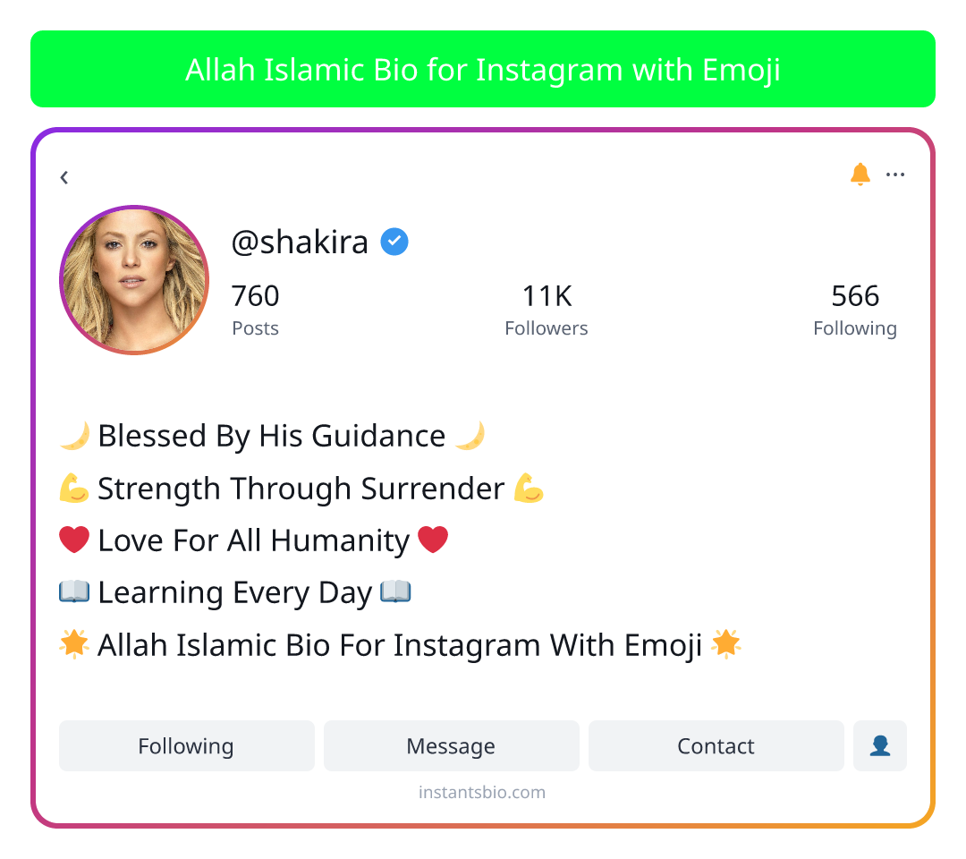 Allah Islamic Bio for Instagram with Emoji
