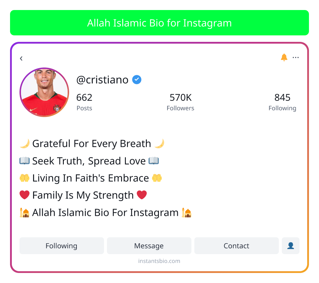 Allah Islamic Bio for Instagram