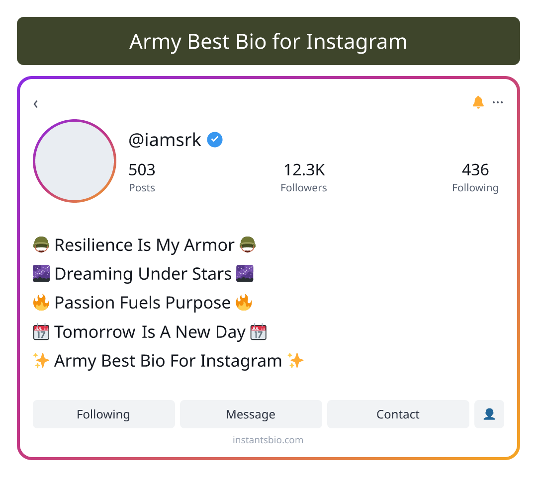 Army Best Bio for Instagram - army bio for instagram