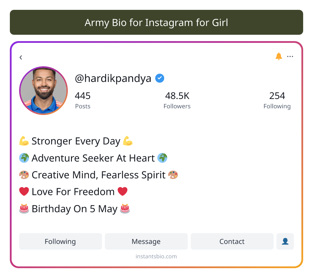 Army Bio for Instagram for Girl