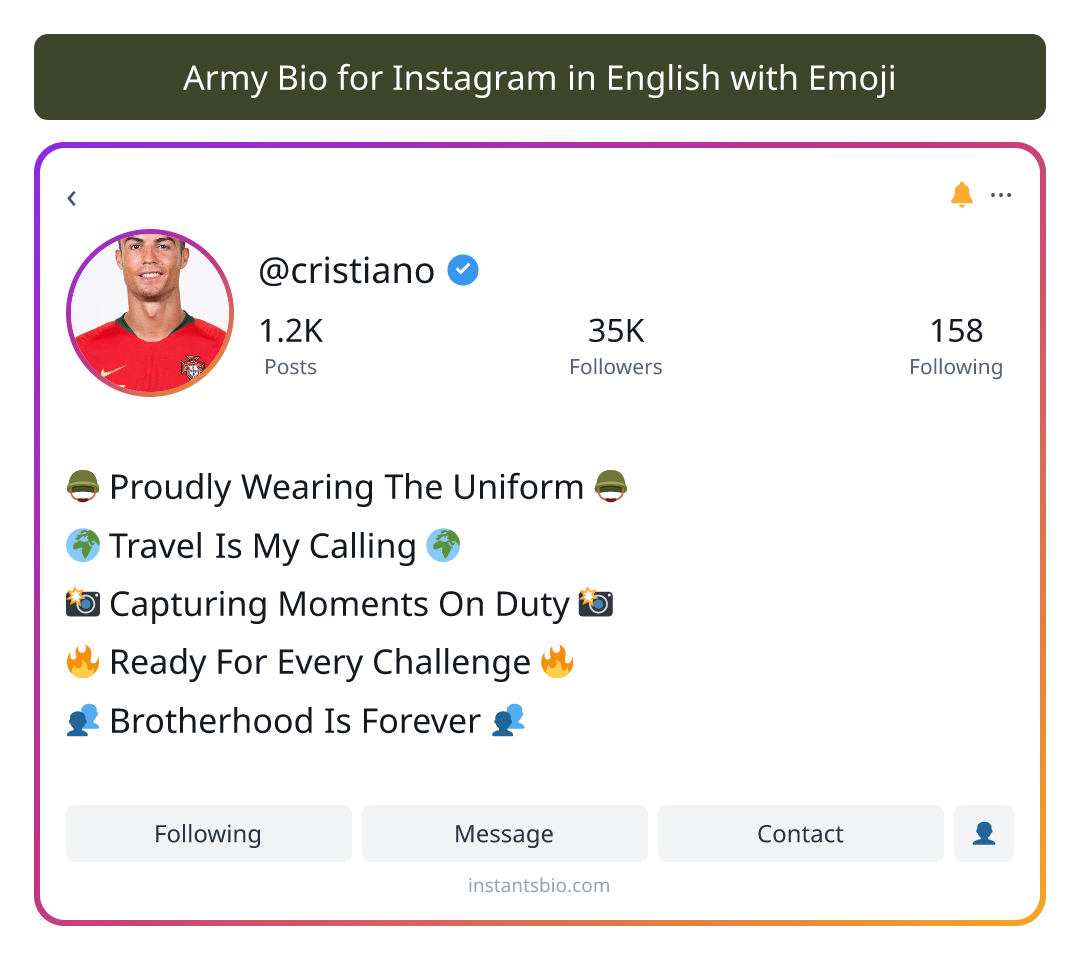 Army Bio for Instagram in English with Emoji