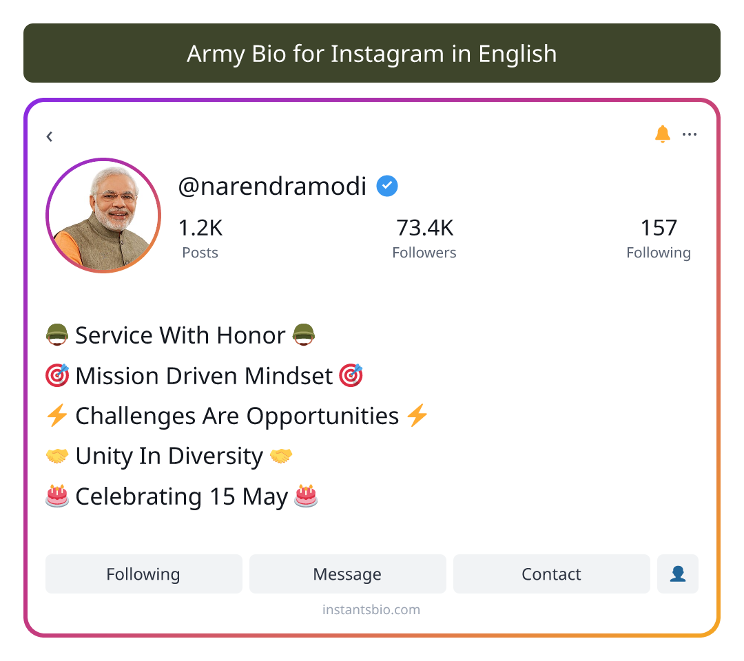 Army Bio for Instagram in English