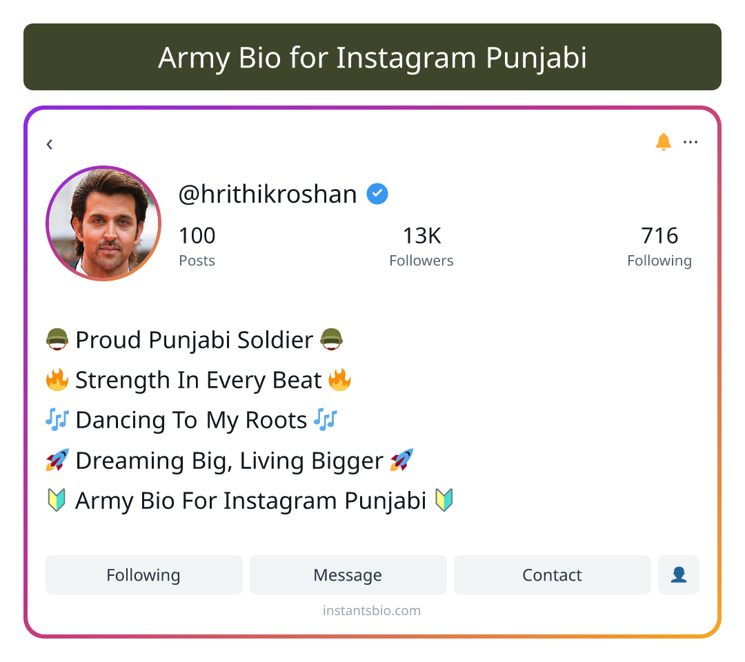 Army Bio for Instagram Punjabi