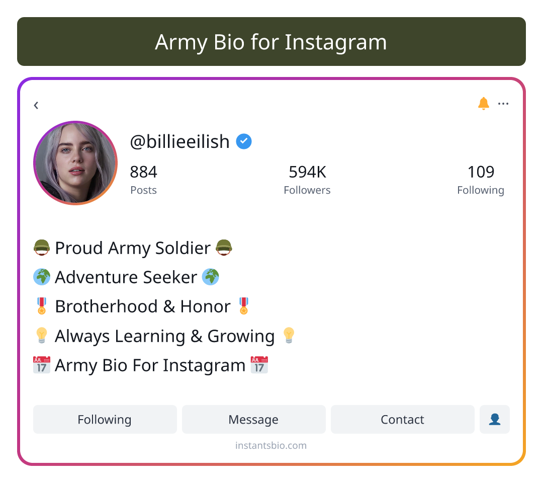 Army Bio for Instagram