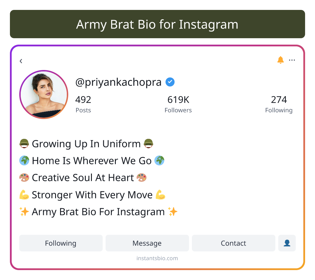 Army Brat Bio for Instagram - army bio for instagram