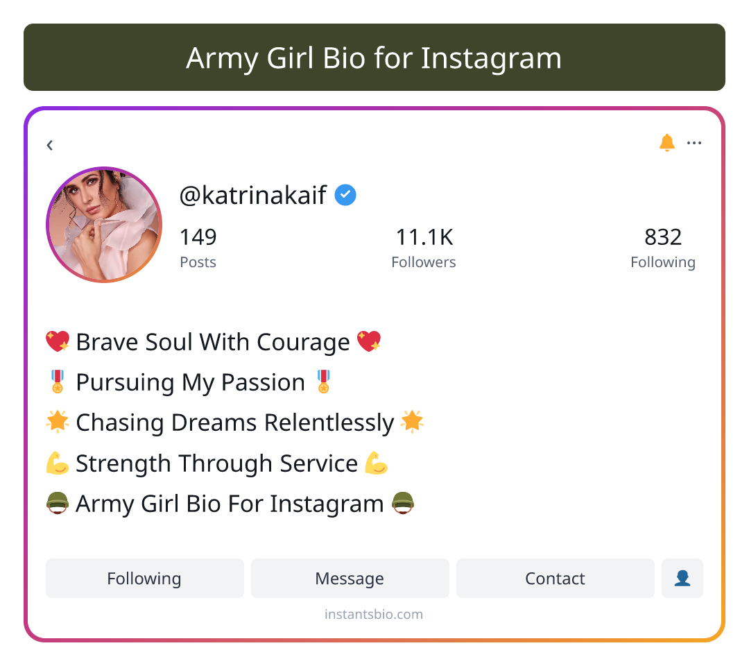 Army Girl Bio for Instagram - army bio for instagram