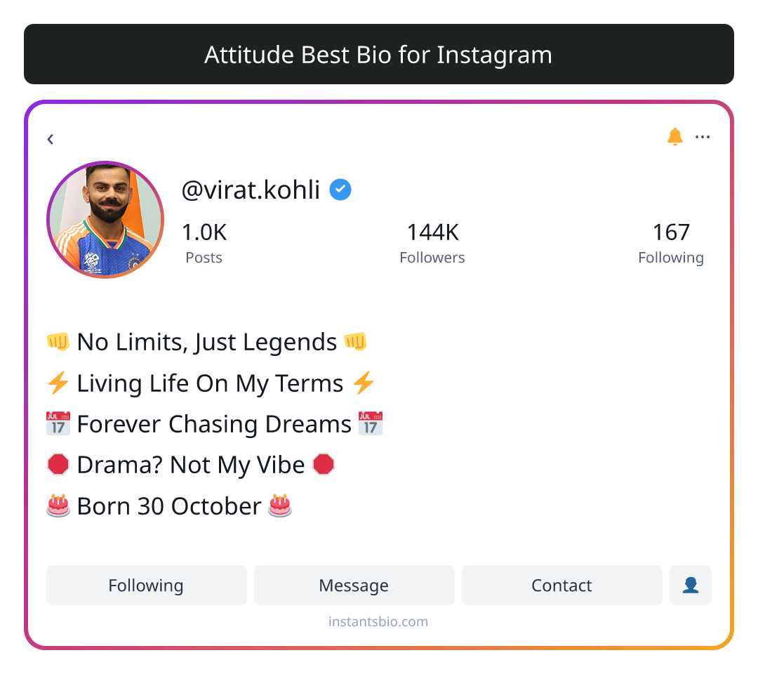 Attitude Best Bio for Instagram - attitude bio for instagram