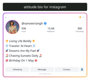 attitude bio for instagram