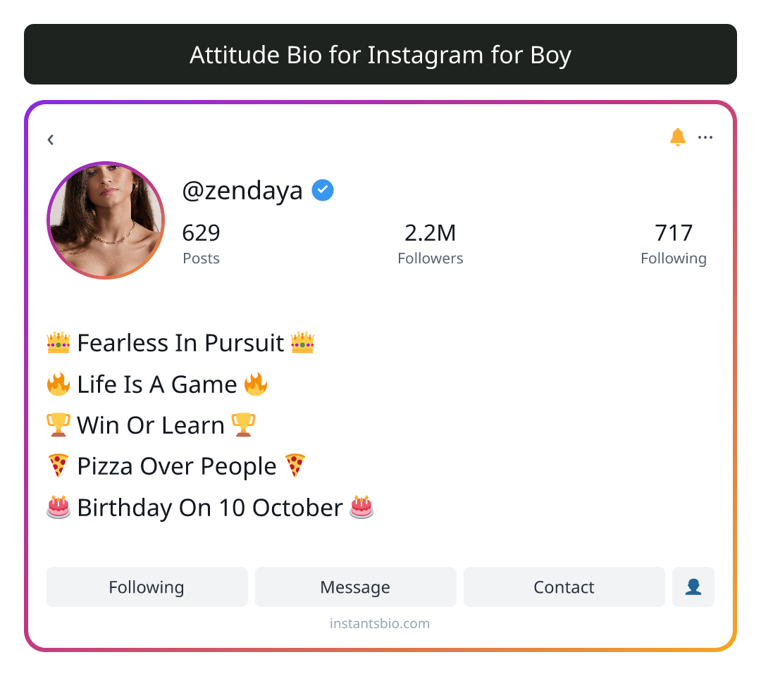 Attitude Bio for Instagram for Boy