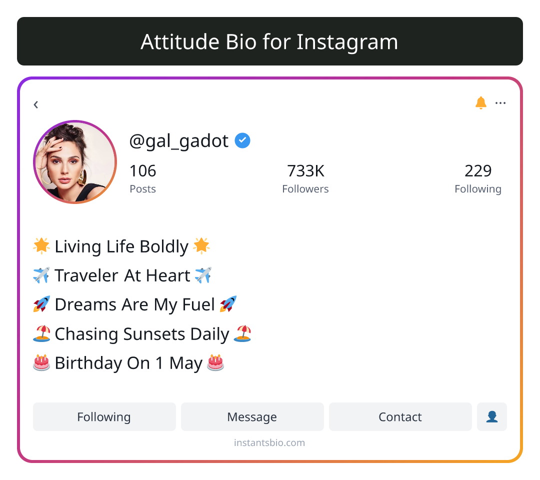 Attitude Bio for Instagram