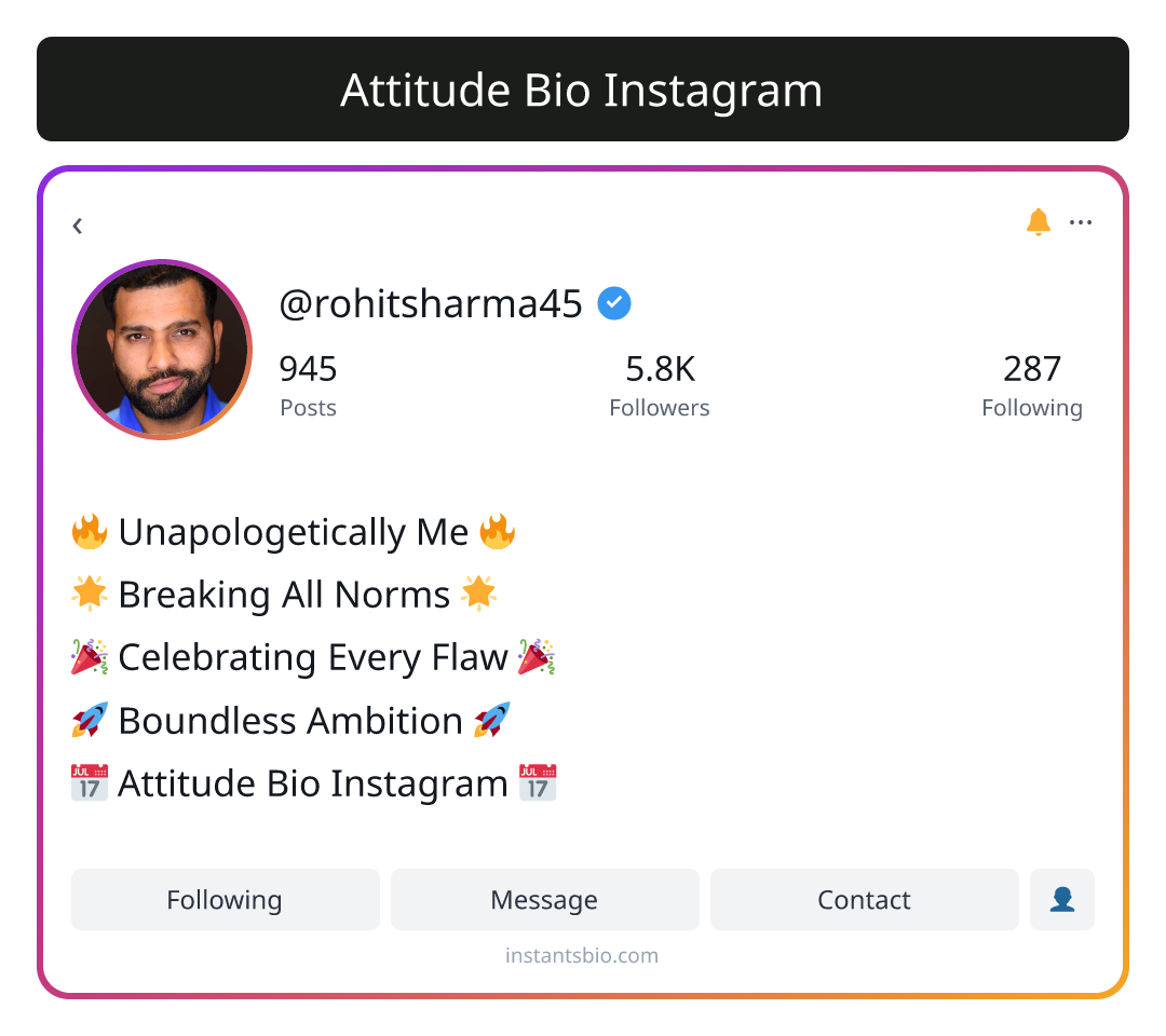 Attitude Bio Instagram