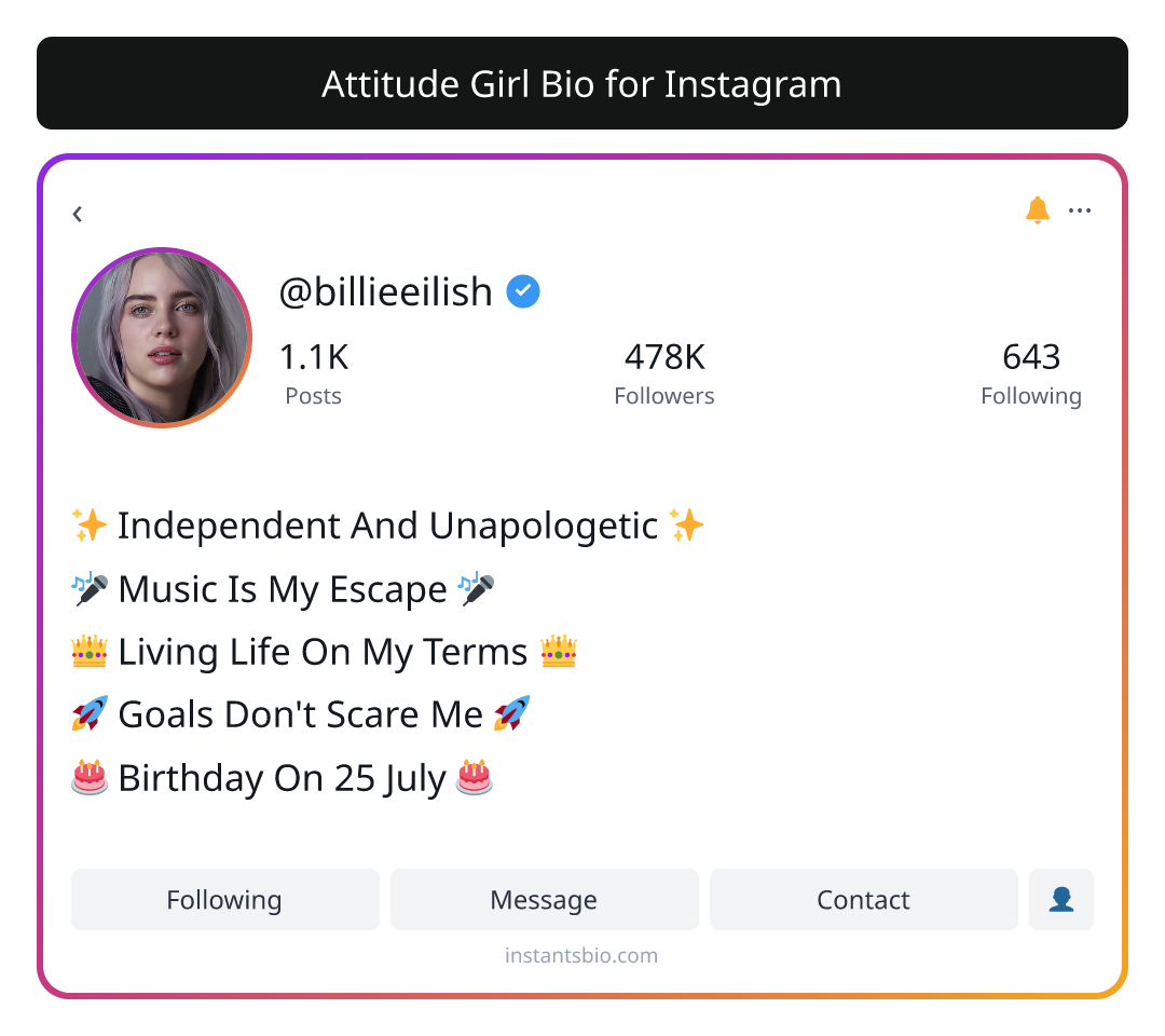Attitude Girl Bio for Instagram