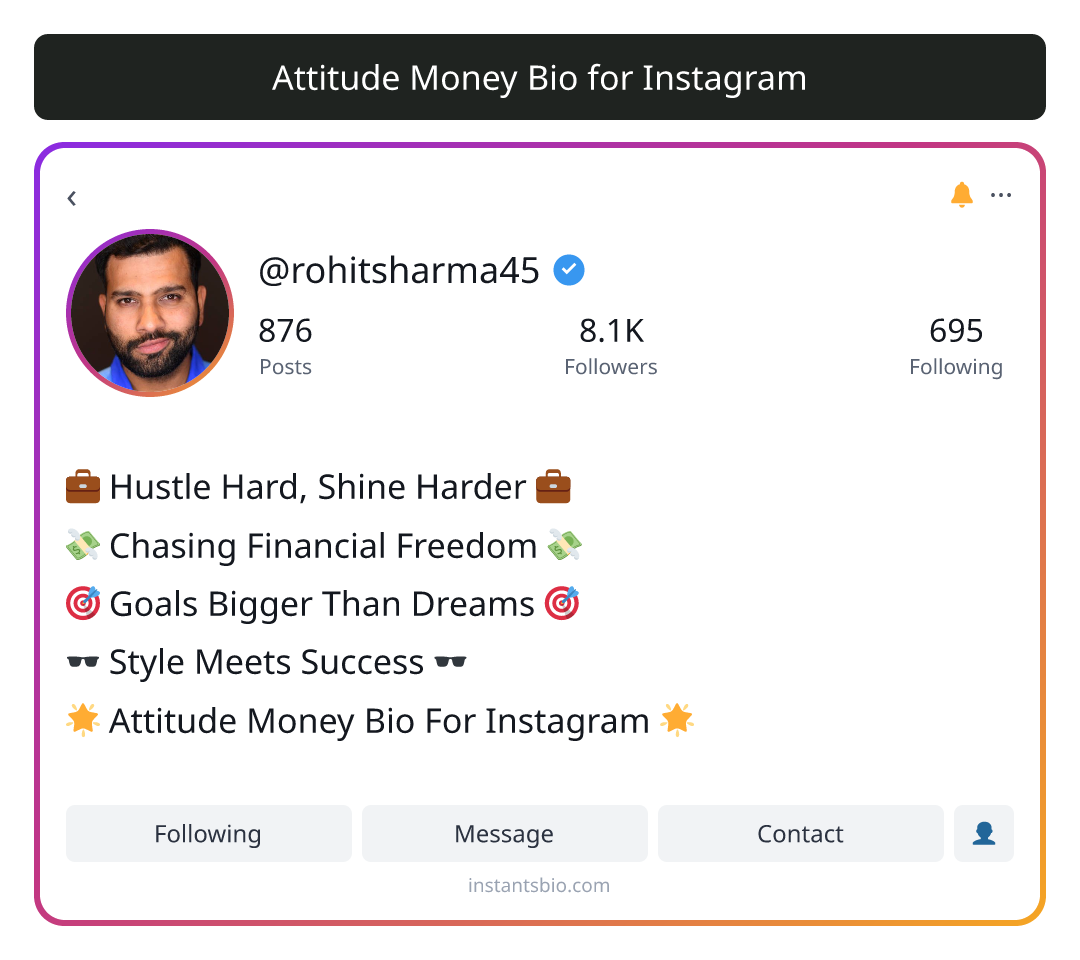 Attitude Money Bio for Instagram - attitude bio for instagram