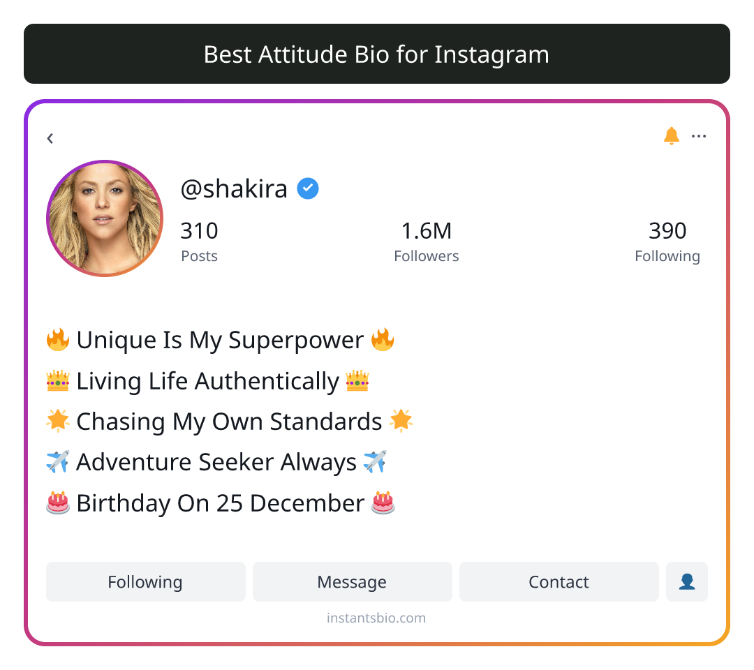 Best Attitude Bio for Instagram