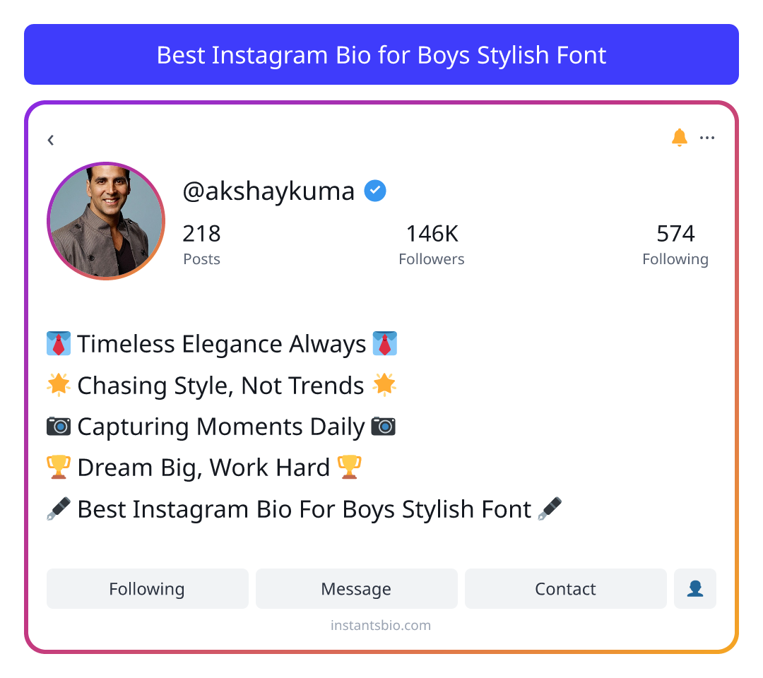 Best Instagram Bio for Boys Stylish Font