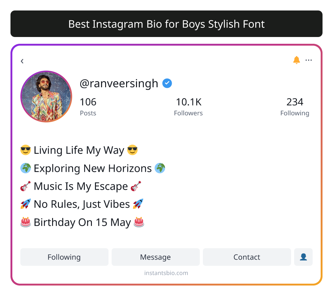 Best Instagram Bio for Boys Stylish Font
