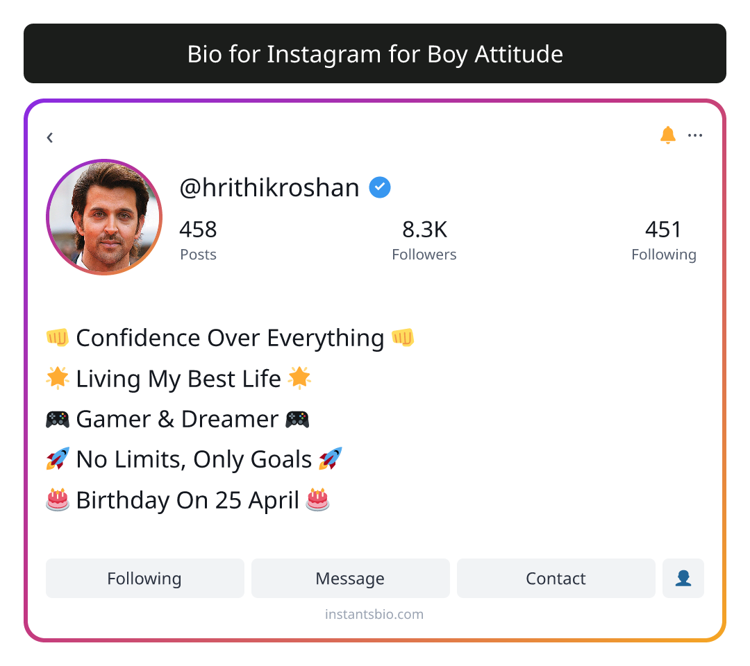 Bio for Instagram for Boy Attitude