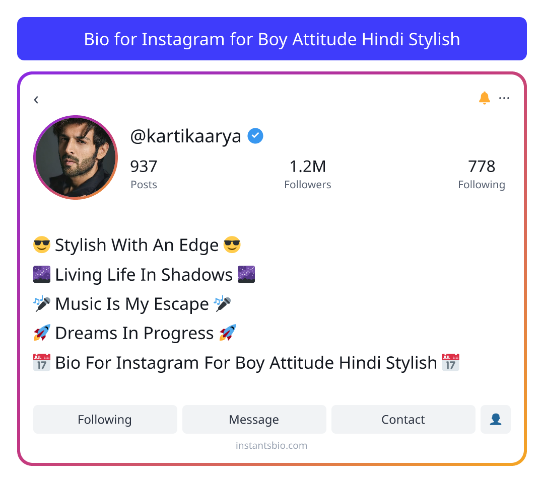 Bio for Instagram for Boy Attitude Hindi Stylish