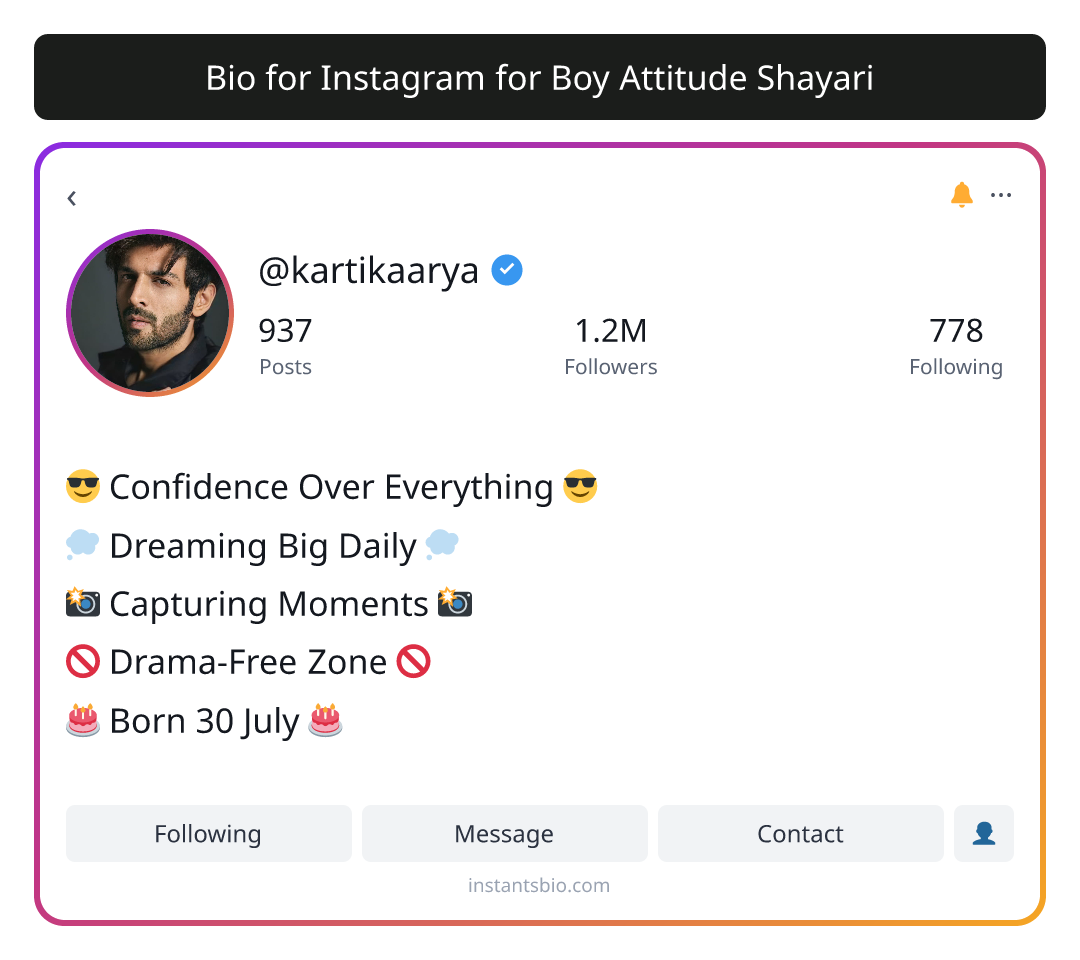 Bio for Instagram for Boy Attitude Shayari