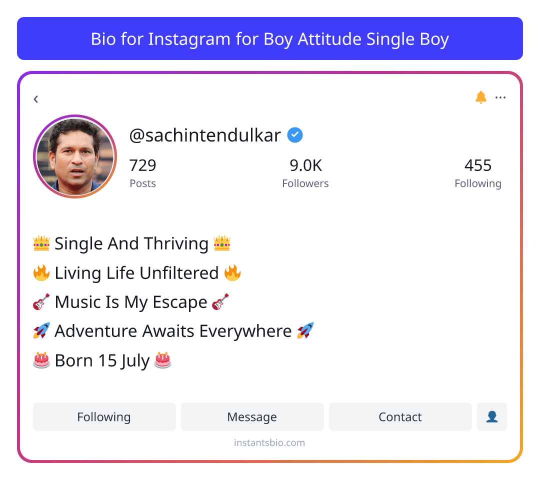 Bio for Instagram for Boy Attitude Single Boy
