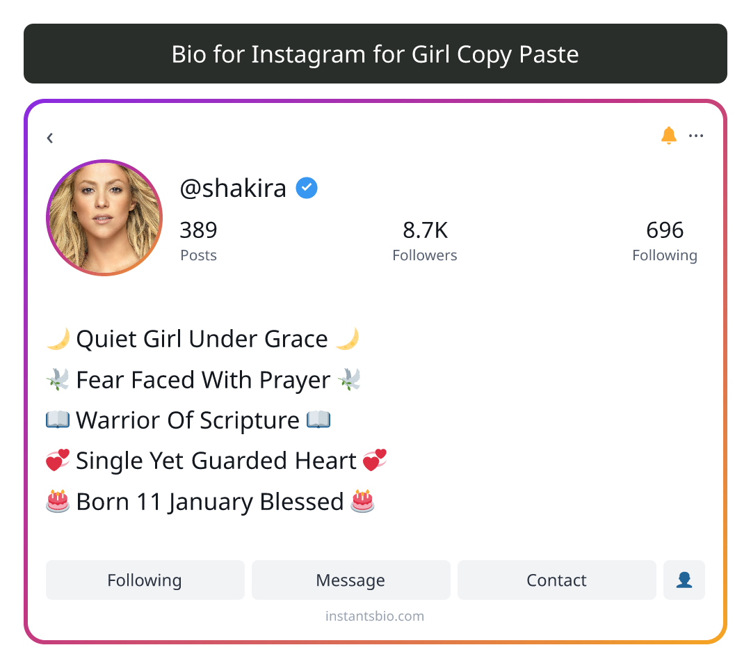 Bio for Instagram for Girl Copy Paste
