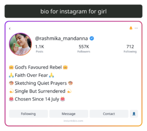 bio for instagram for girl