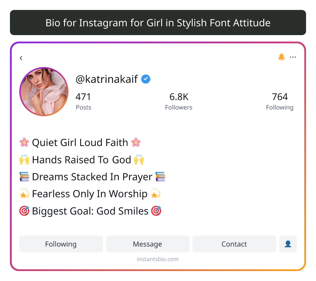 Bio for Instagram for Girl in Stylish Font Attitude