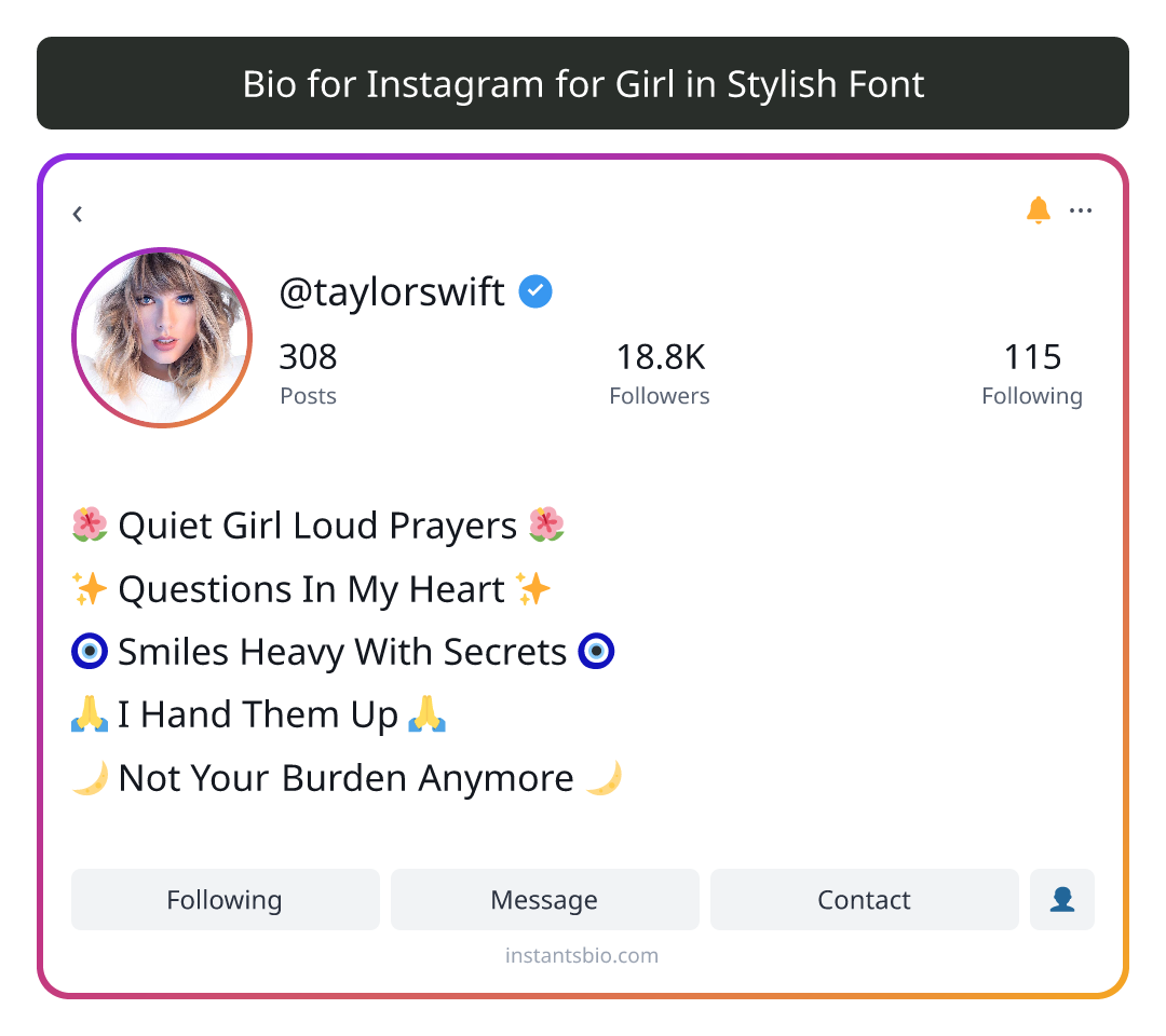 Bio for Instagram for Girl in Stylish Font